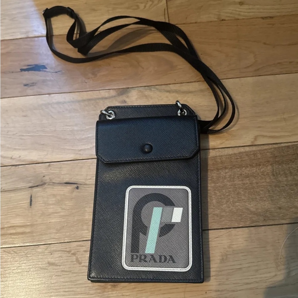 Prada saffiano patch phone case crossbody bag
